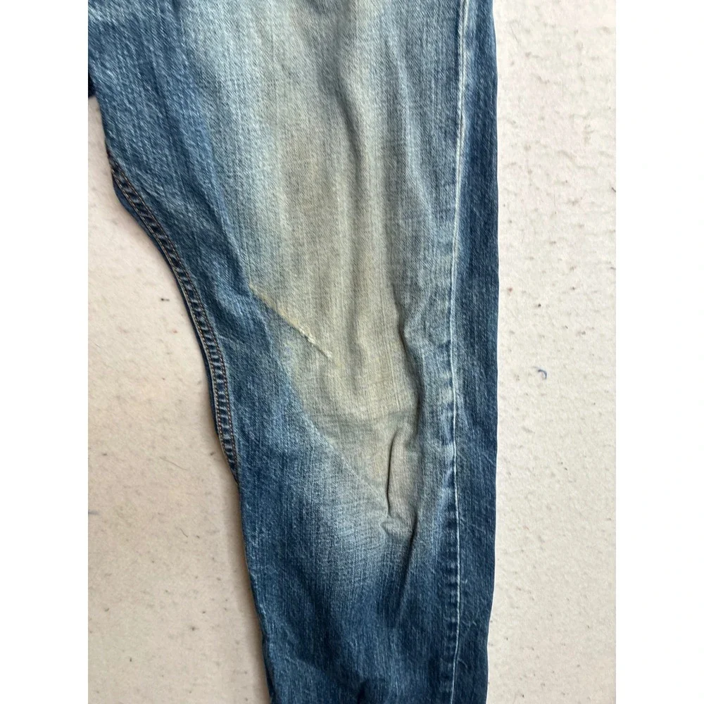 Levis 505 Regular Fit Straight Leg Jeans Blue Denim Mens 32x32 Distressed 7798